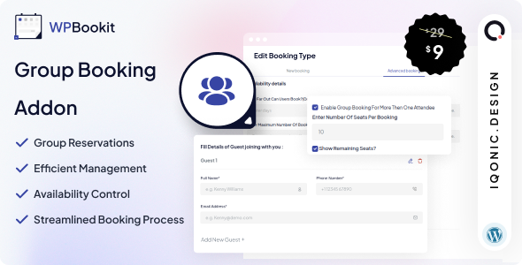 WPBookit – Group Booking (Addon) Preview Wordpress Plugin - Rating, Reviews, Demo & Download