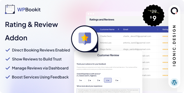 WPBookit – Rating And Review Add-on Preview Wordpress Plugin - Rating, Reviews, Demo & Download