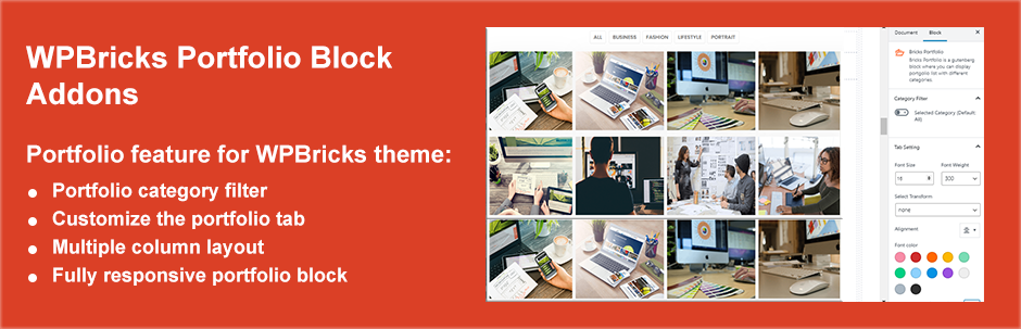 WPBricks Portfolio Block Addons Preview Wordpress Plugin - Rating, Reviews, Demo & Download
