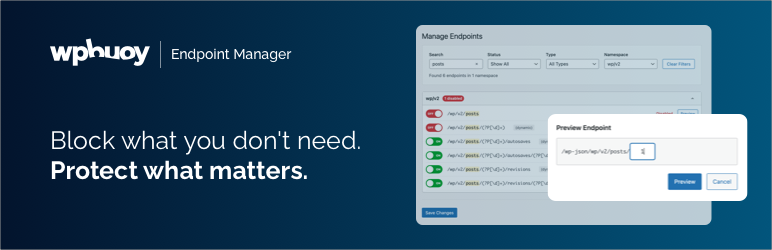 WPBuoy Endpoint Manager Preview Wordpress Plugin - Rating, Reviews, Demo & Download