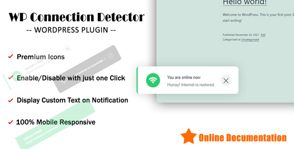 WPCD – WP Internet Connection  Status Detector Preview Wordpress Plugin - Rating, Reviews, Demo & Download