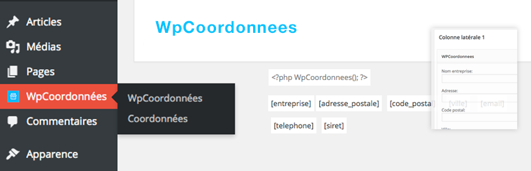 WpCoordonnees Preview Wordpress Plugin - Rating, Reviews, Demo & Download