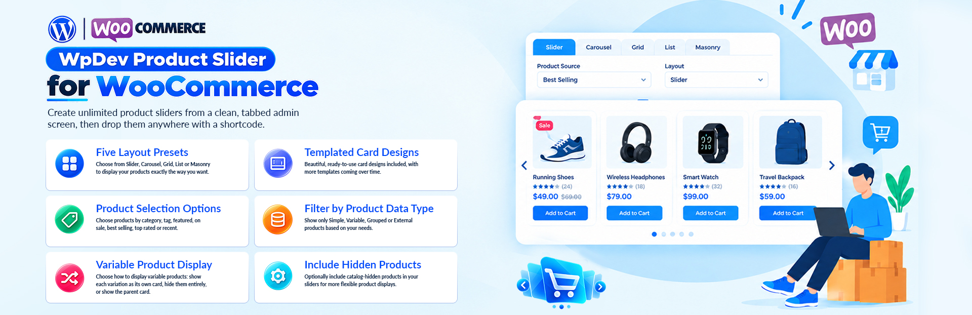 WpDev Product Slider For WooCommerce Preview Wordpress Plugin - Rating, Reviews, Demo & Download