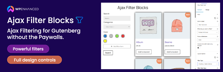 WPEnhanced Ajax Filter Blocks Preview Wordpress Plugin - Rating, Reviews, Demo & Download