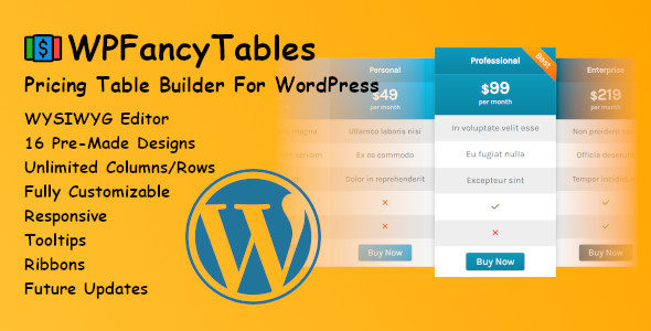 WPFancyTables – Pricing Table Builder Plugin for Wordpress Preview - Rating, Reviews, Demo & Download