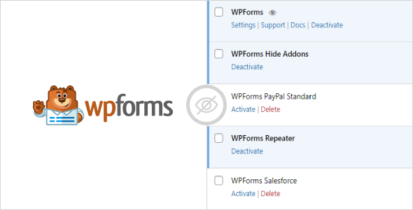 WPForms Hide Addons Preview Wordpress Plugin - Rating, Reviews, Demo & Download