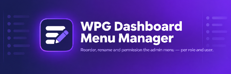 WPG Dashboard Menu Manager Preview Wordpress Plugin - Rating, Reviews, Demo & Download