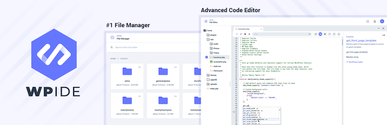 WPIDE – File Manager & Code Editor Preview Wordpress Plugin - Rating, Reviews, Demo & Download