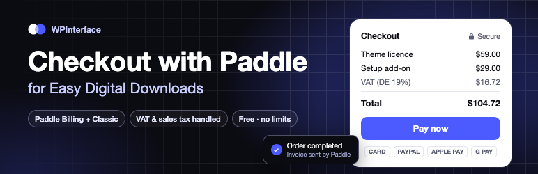 WPInterface Checkout With Paddle For Easy Digital Downloads Preview Wordpress Plugin - Rating, Reviews, Demo & Download