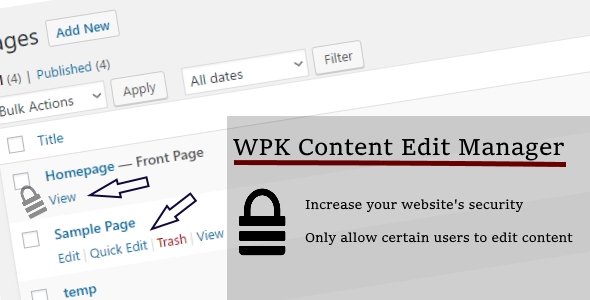 WPK Content Edit Manager Preview Wordpress Plugin - Rating, Reviews, Demo & Download