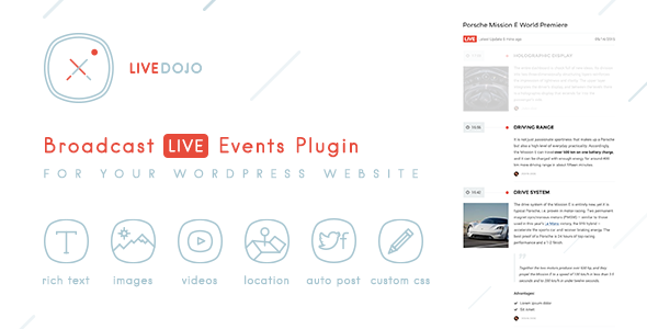 WPLiveDojo – Live Event Text Broadcast Plugin Preview - Rating, Reviews, Demo & Download