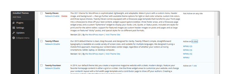 WPMU Theme Usage Info Preview Wordpress Plugin - Rating, Reviews, Demo & Download
