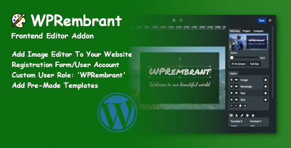 WPRembrant Frontend Editor Addon Preview Wordpress Plugin - Rating, Reviews, Demo & Download