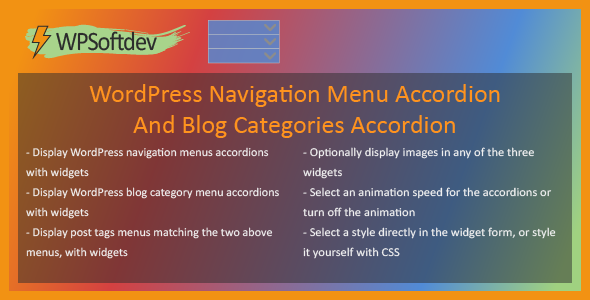 WPSoftdev WordPress Navigation Menu Accordion And Blog Categories Accordion Preview - Rating, Reviews, Demo & Download