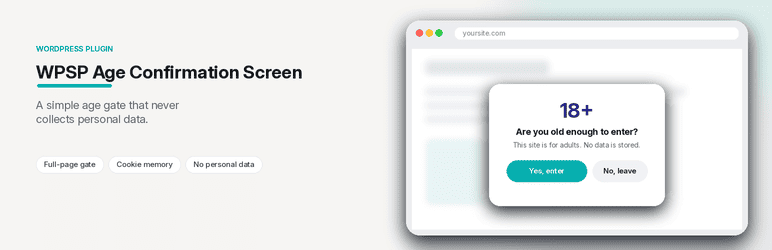 WPSP Age Confirmation Screen Preview Wordpress Plugin - Rating, Reviews, Demo & Download