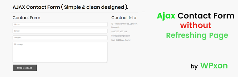 WPxon Ajax Contact Form Preview Wordpress Plugin - Rating, Reviews, Demo & Download