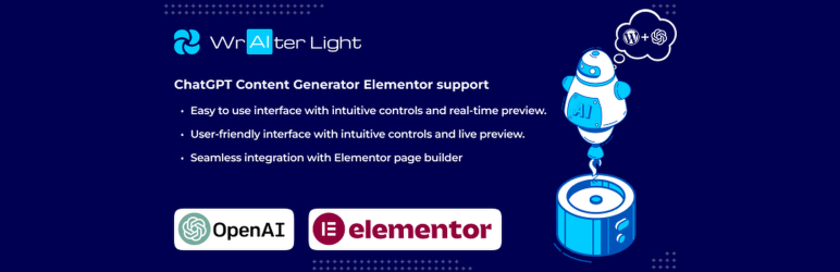 WrAIter Light – AI Assisted Autocontent Elementor Support Light Version Preview Wordpress Plugin - Rating, Reviews, Demo & Download