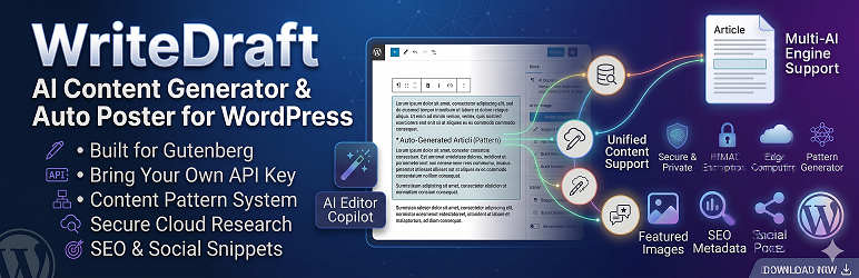 WriteDraft – AI Content Writer & Auto Post Preview Wordpress Plugin - Rating, Reviews, Demo & Download