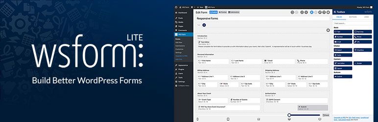 WS Form LITE – Drag & Drop Contact Form Builder Plugin for Wordpress Preview - Rating, Reviews, Demo & Download