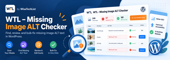 WTL – Missing Image ALT Checker Preview Wordpress Plugin - Rating, Reviews, Demo & Download