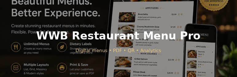 WWB Restaurant Menu Pro Preview Wordpress Plugin - Rating, Reviews, Demo & Download