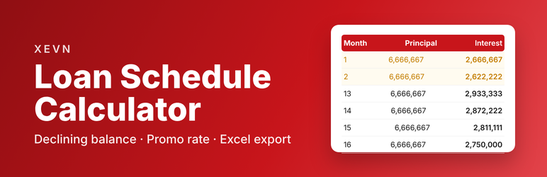 XeVN Loan Schedule Calculator Preview Wordpress Plugin - Rating, Reviews, Demo & Download