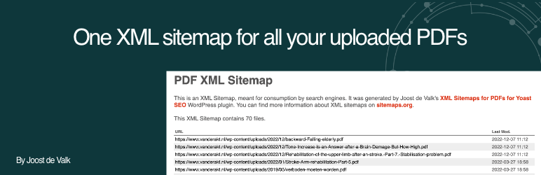 XML Sitemap For PDFs For Yoast SEO Preview Wordpress Plugin - Rating, Reviews, Demo & Download