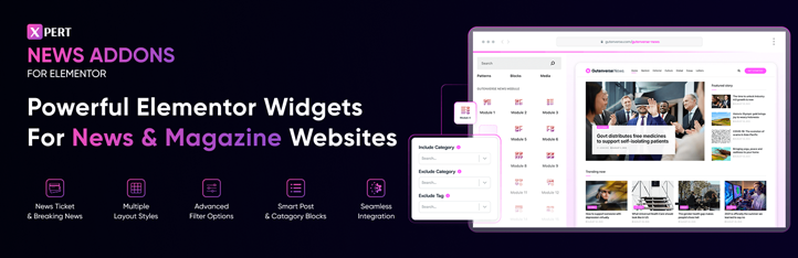 Xpert News Addons For Elementor Preview Wordpress Plugin - Rating, Reviews, Demo & Download