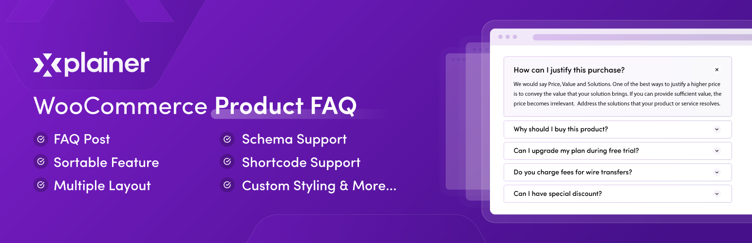 XPlainer – WooCommerce Product FAQ [WooCommerce Accordion FAQ Plugin] Preview - Rating, Reviews, Demo & Download
