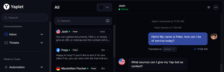 Yaplet Live Chat Preview Wordpress Plugin - Rating, Reviews, Demo & Download