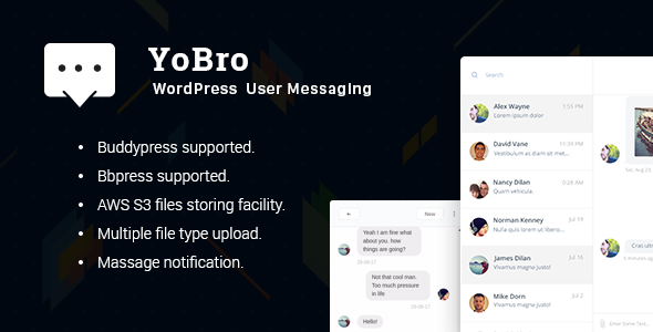 YoBro – WordPress Private Messaging Plugin Preview - Rating, Reviews, Demo & Download