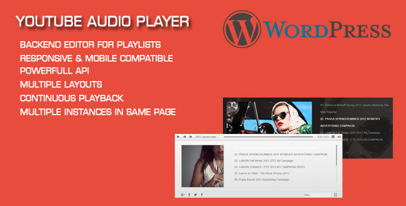 Youtube Audio Player Plugin for Wordpress Preview - Rating, Reviews, Demo & Download