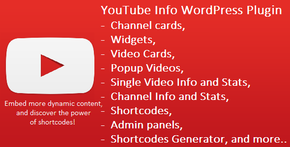 YouTube Info- Widgets Channel & Video Cards & More Preview Wordpress Plugin - Rating, Reviews, Demo & Download