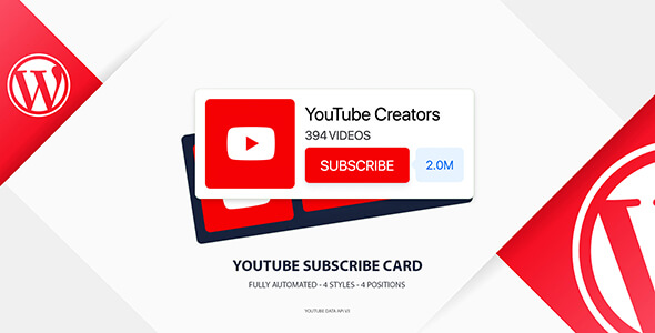 YouTube Subscribe Card Plugin for Wordpress Preview - Rating, Reviews, Demo & Download