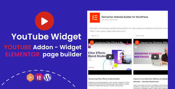 YouTube Widgets – Addon For Elementor Page Builder Preview Wordpress Plugin - Rating, Reviews, Demo & Download