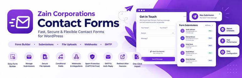 Zain Corporations Contact Forms Preview Wordpress Plugin - Rating, Reviews, Demo & Download