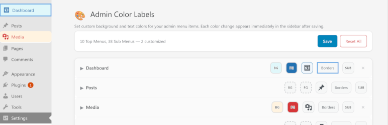 ZCBRG Admin Color Labels Preview Wordpress Plugin - Rating, Reviews, Demo & Download