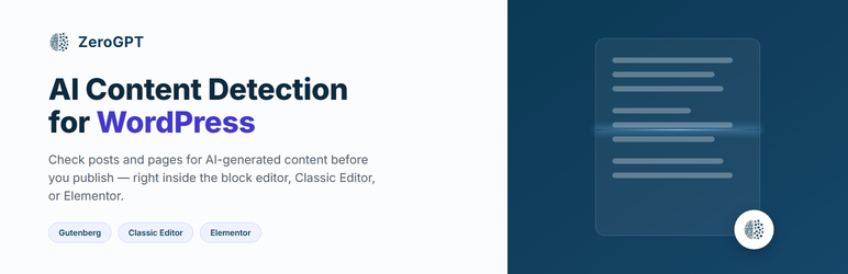 ZeroGPT AI Content Detector Preview Wordpress Plugin - Rating, Reviews, Demo & Download