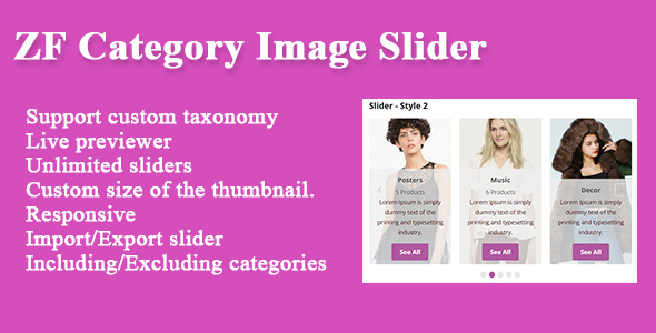 ZF Category Image Slider Preview Wordpress Plugin - Rating, Reviews, Demo & Download