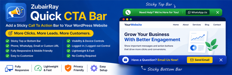 ZubairRay Quick CTA Bar Preview Wordpress Plugin - Rating, Reviews, Demo & Download