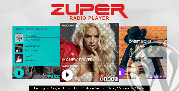 Zuper – Shoutcast And Icecast Radio Player With History – WordPress Plugin Preview - Rating, Reviews, Demo & Download